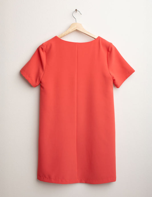 Bi-Stretch Fabric V-neck Dress - back - 002