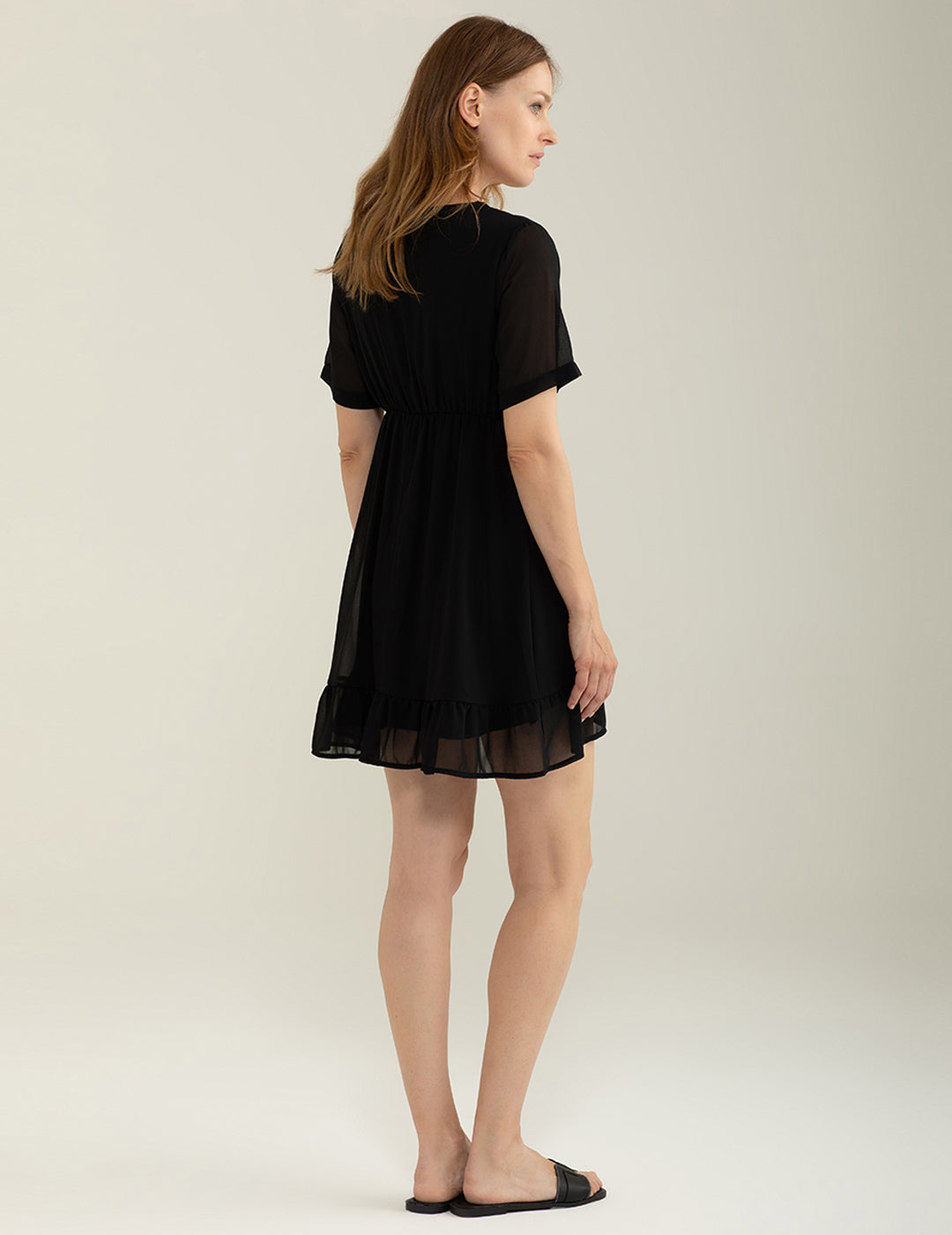 Abito Manica Corta in Georgette donna black fw25s36au cc-a0951 Abito Manica Corta in Georgette