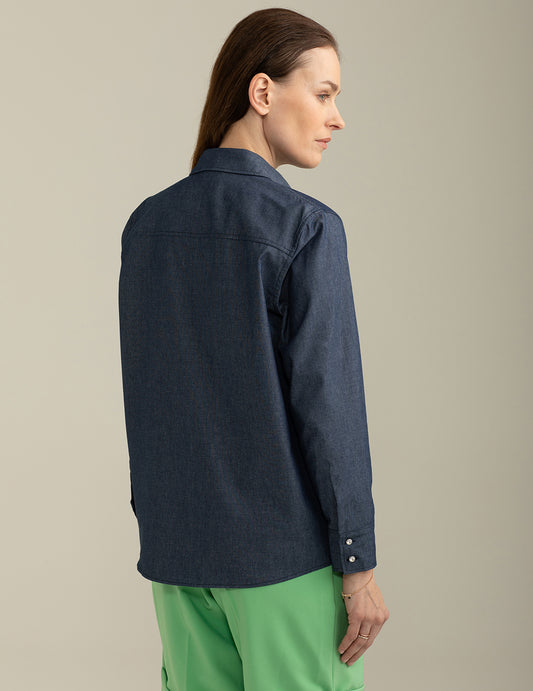 Camicia Manica Lunga in Chambray - back - 002