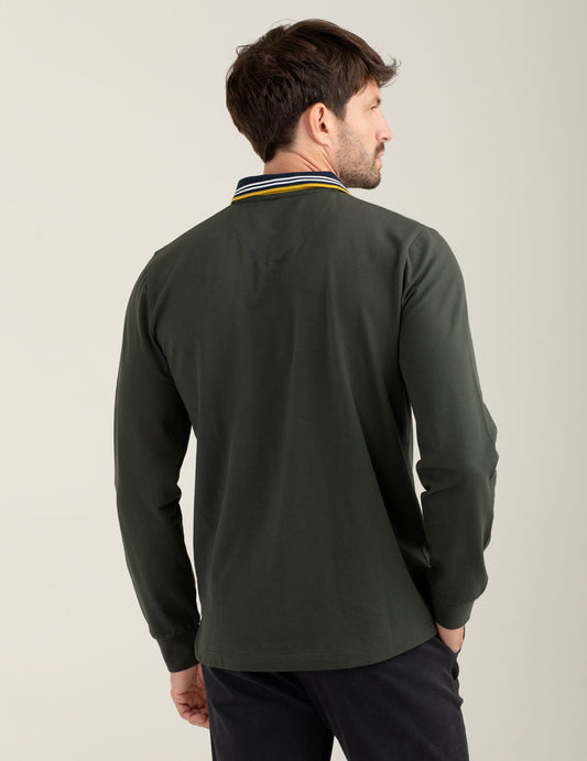 Polo manica lunga in piquet stretch - back - 002