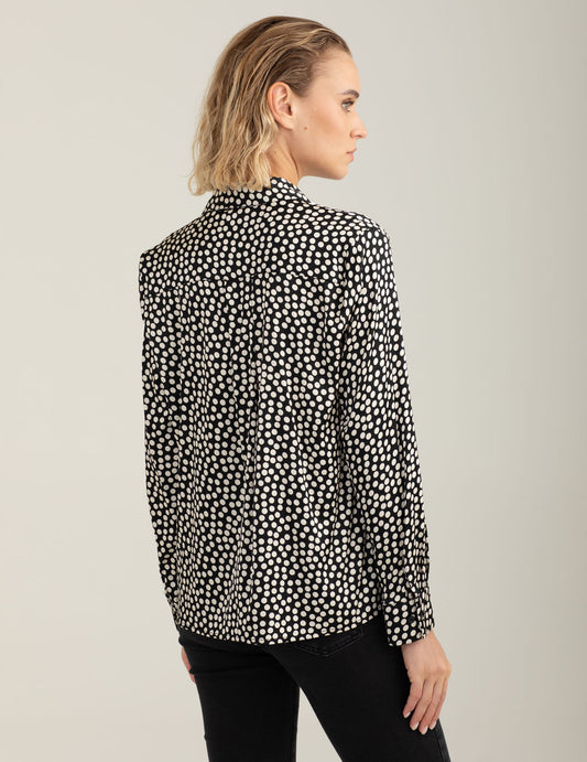 Printed stretch satin shirt - back - 002