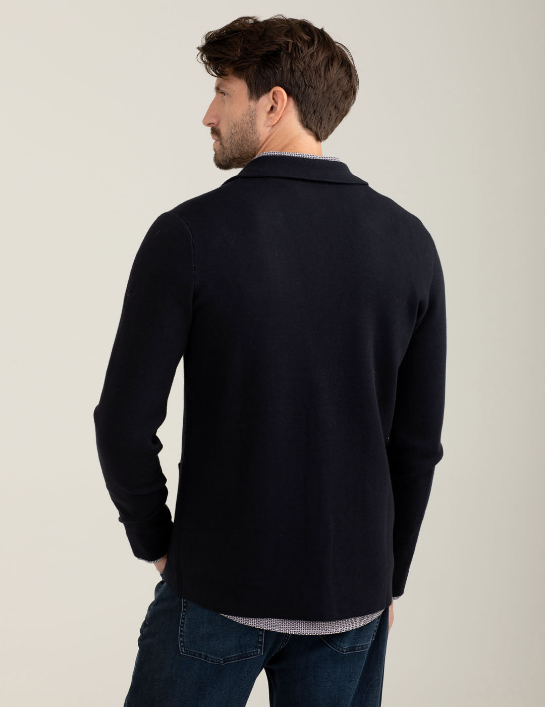 Single-breasted knit blazer man blue fm25w03bm cc-a0601 Single-breasted knit blazer