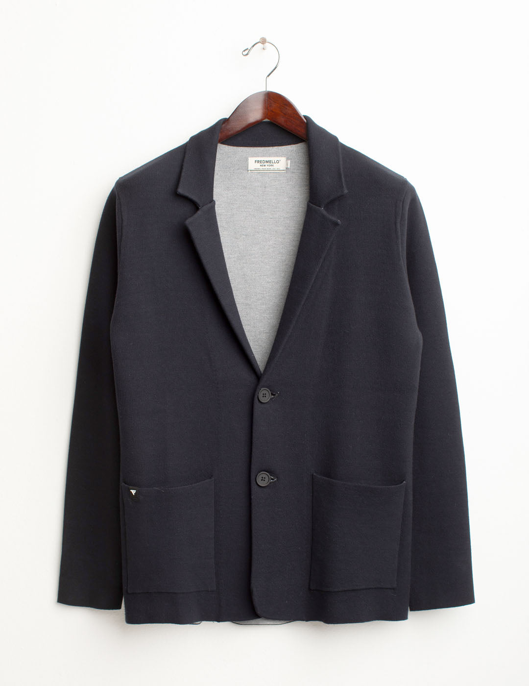 Single-breasted knit blazer man blue fm25w03bm cc-a0601 Single-breasted knit blazer
