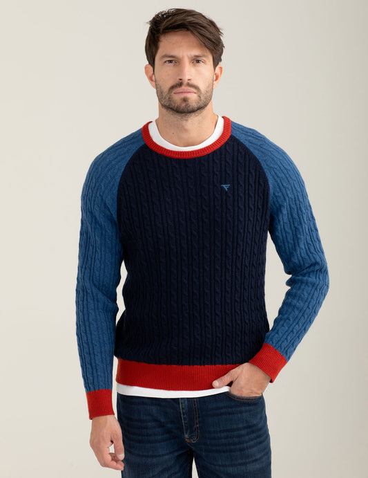 Maglia color block in lambswool uomo blue fm25w46mg cc-a0601