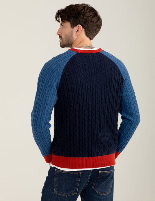 Maglia color block in lambswool - back - 002