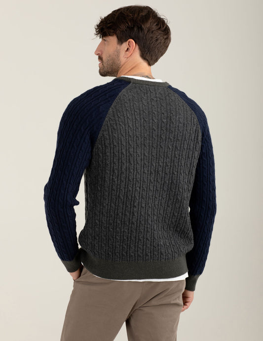 Maglia color block in lambswool - back - 002