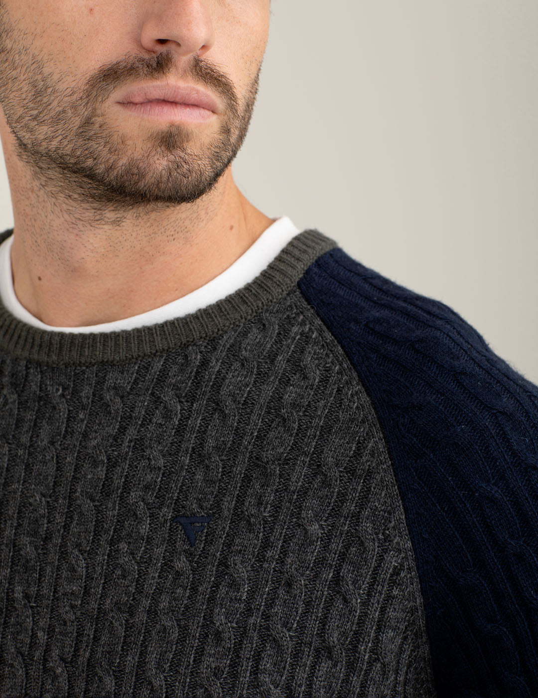 Maglia color block in lambswool uomo army fm25w46mg cc-a0804 Maglia color block in lambswool