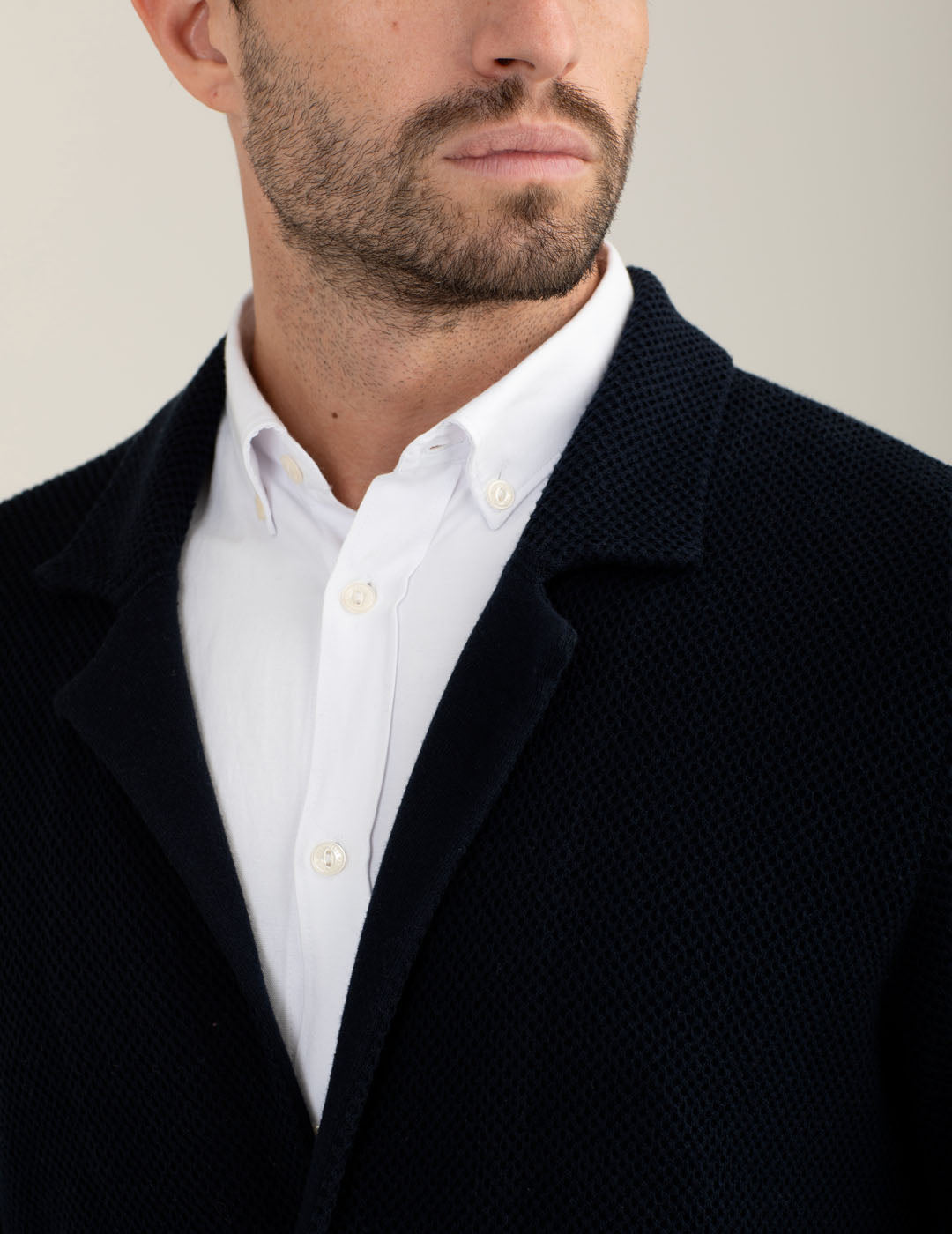 Single-breasted knit blazer man blue fm25w04bm cc-a0601 Single-breasted knit blazer