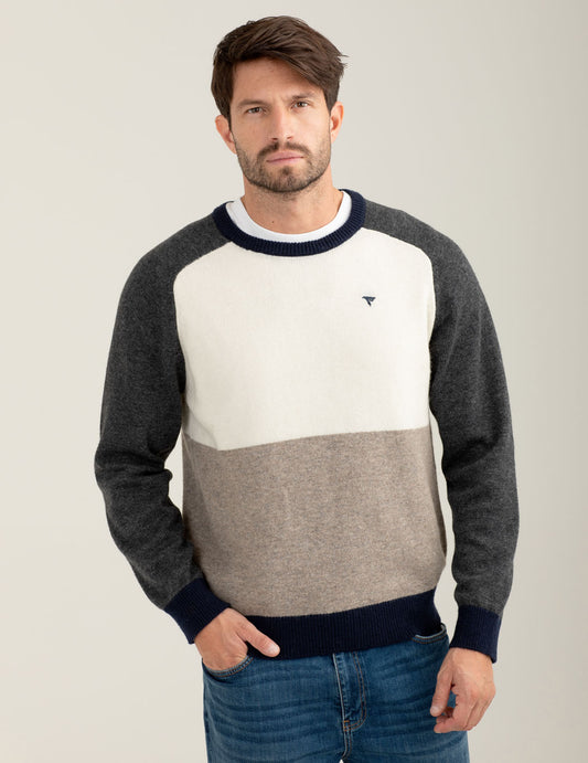 Maglia color block in lambswool uomo off white fm25w27mg cc-a0002
