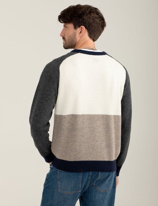 Maglia color block in lambswool - back - 002