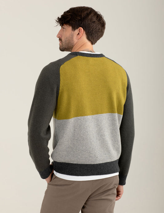 Maglia color block in lambswool - back - 002