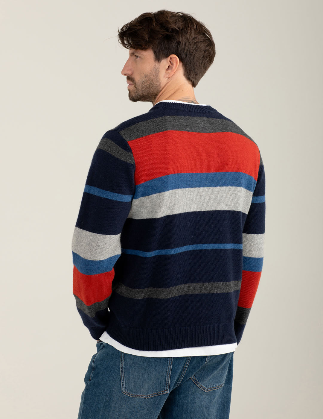Dolcevita a righe in lambswool uomo blue fm25w28mg cc-a0601 Dolcevita a righe in lambswool