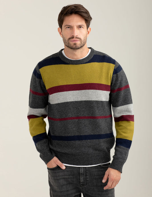 Dolcevita a righe in lambswool uomo antracite melange fm25w28mg cc-a0953