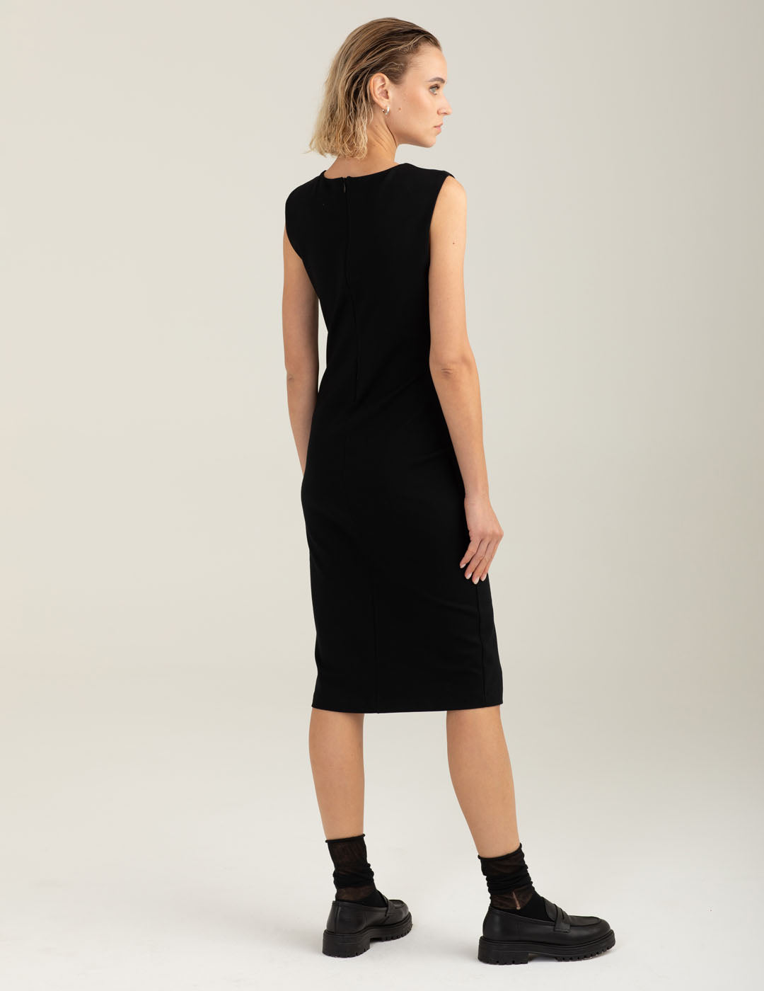 Abito smanicato con spacco donna black fw25w12au cc-a0951 Abito smanicato con spacco