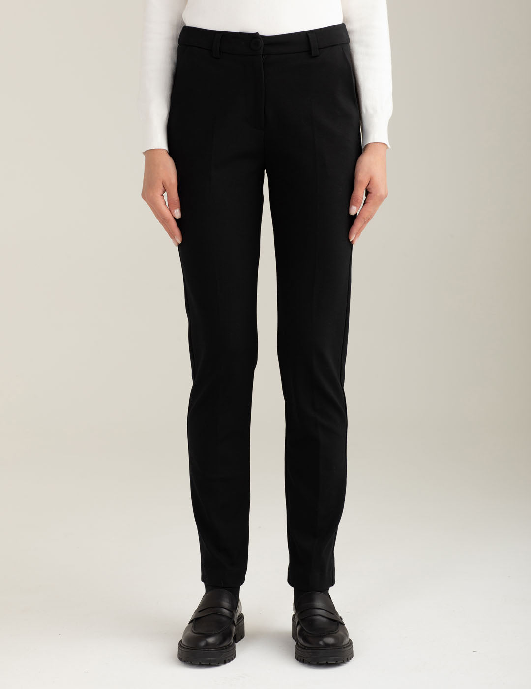 Pantalone a sigaretta in tintofilo donna black fw25w13pu cc-a0951 Pantalone a sigaretta in tintofilo