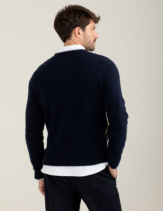 Maglia con intarsio a rombi in lambswool - back - 002