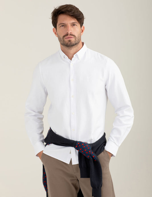 Camicia in oxford con logo ricamato uomo white fm25w11cu cc-a0001