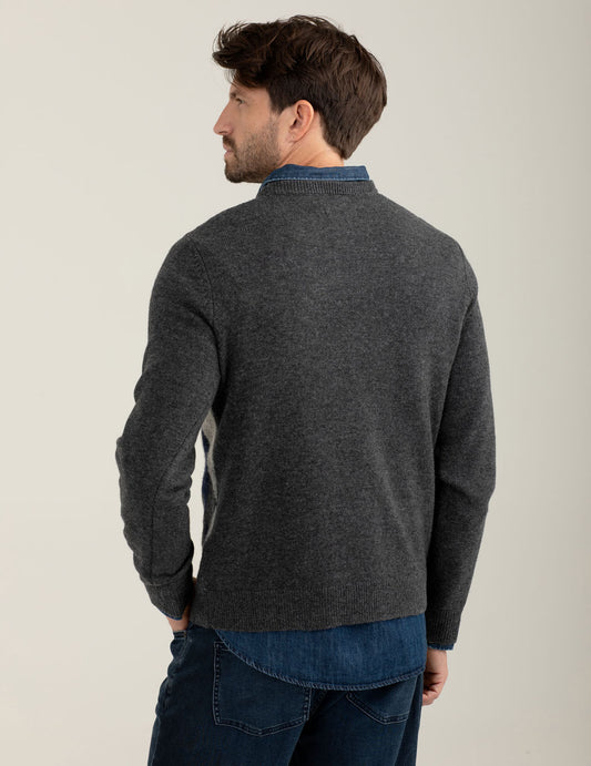 Maglia con intarsio a rombi in lambswool - back - 002