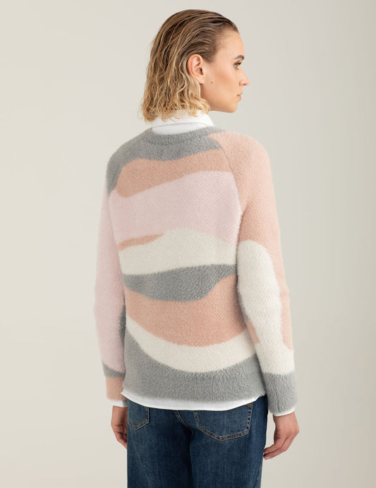 Maglia girocollo effetto pelliccia multicolore - back - 002