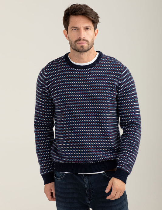 Maglia jacquard in lambswool uomo blue fm25w30mg cc-a0601