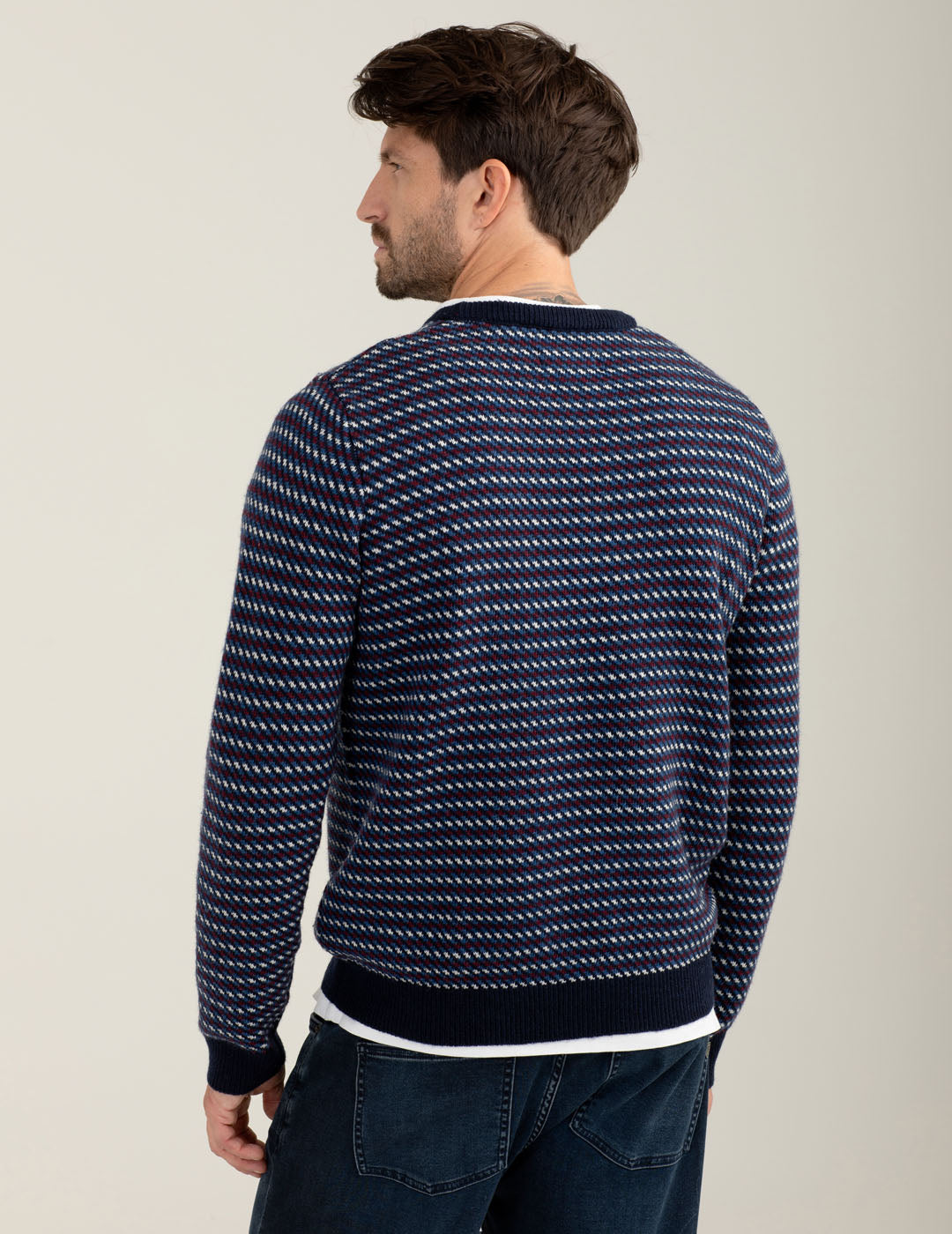 Maglia jacquard in lambswool uomo blue fm25w30mg cc-a0601 Maglia jacquard in lambswool