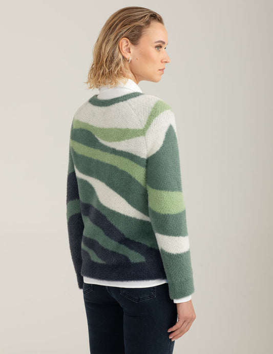 Maglia girocollo effetto pelliccia multicolore - back - 002