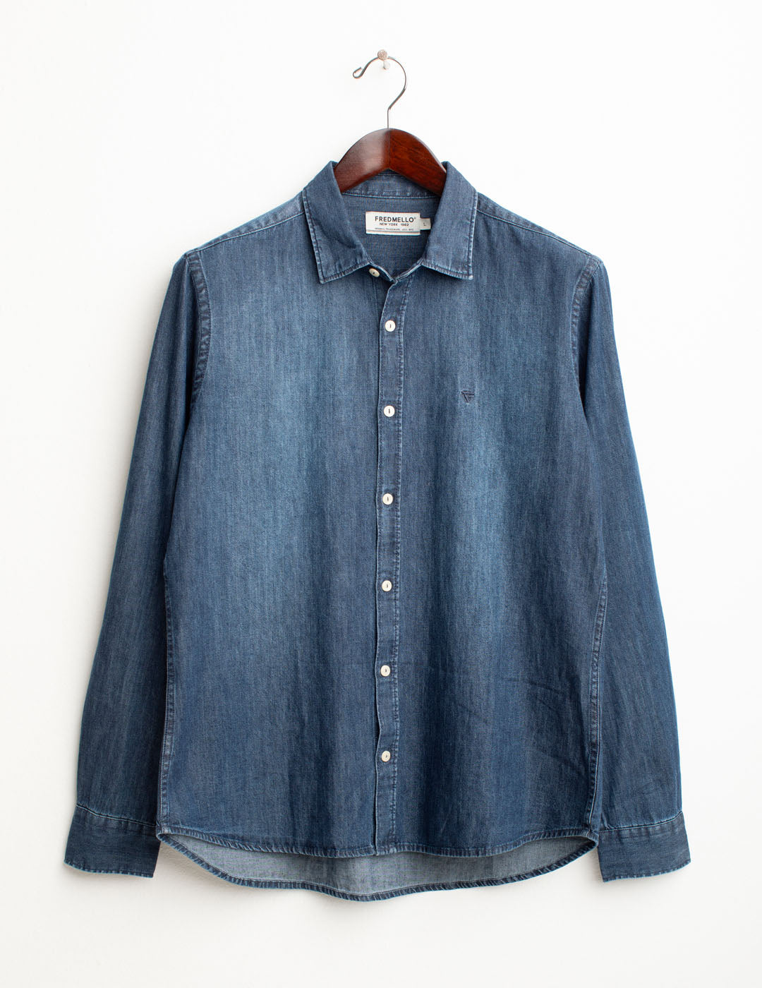 Camicia in denim con logo ricamato uomo blue fm25w13cd cc-a0601 Camicia in denim con logo ricamato