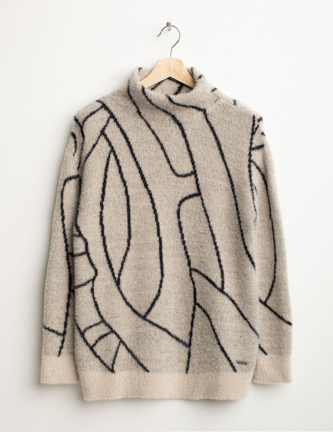 Fur-effect turtleneck with lurex pattern woman cream fw25w25md cc-a0017 Fur-effect turtleneck with lurex pattern