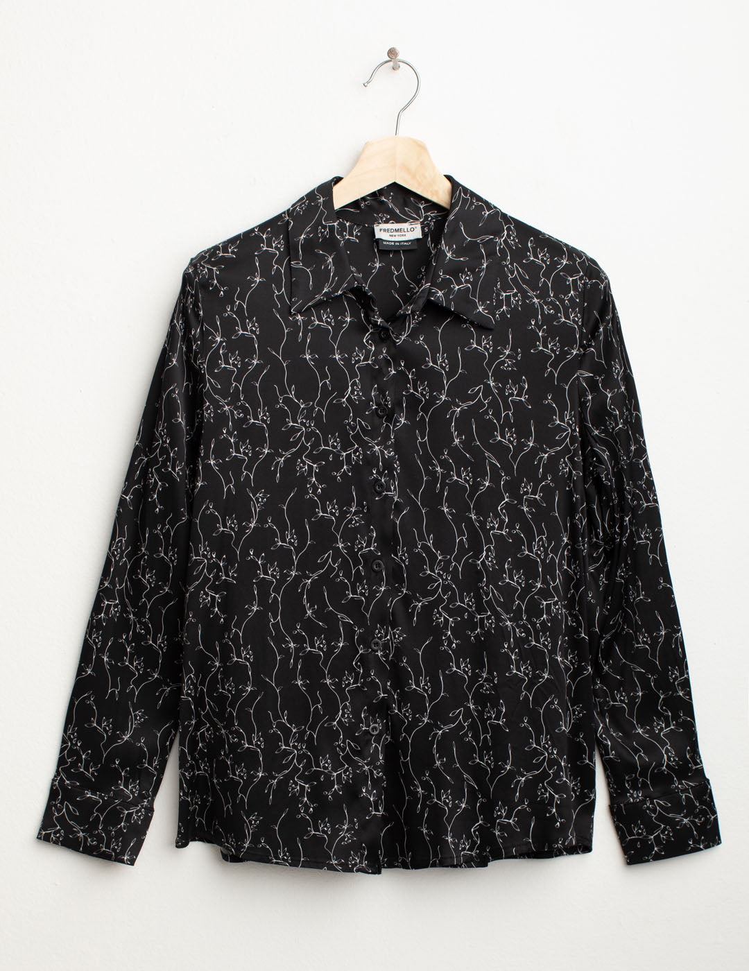 Camicia in raso stretch stampato donna black fw25w10cs cc-a0951 Camicia in raso stretch stampato