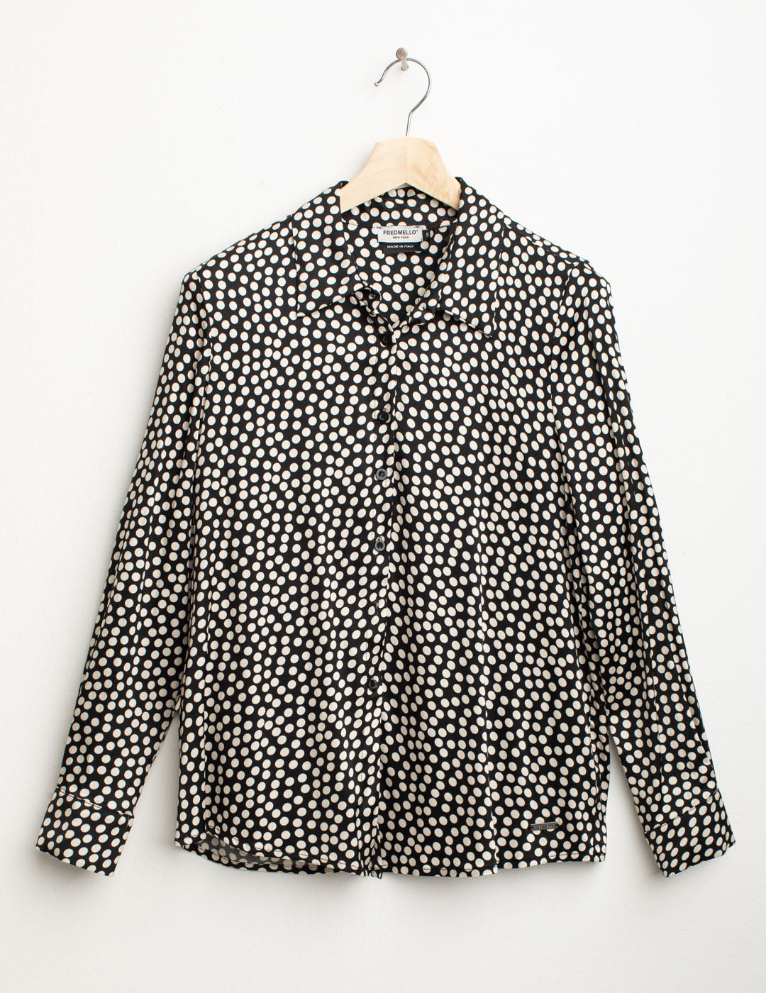 Camicia in raso stretch stampato donna white black fw25w10cs cc-a0009 Camicia in raso stretch stampato