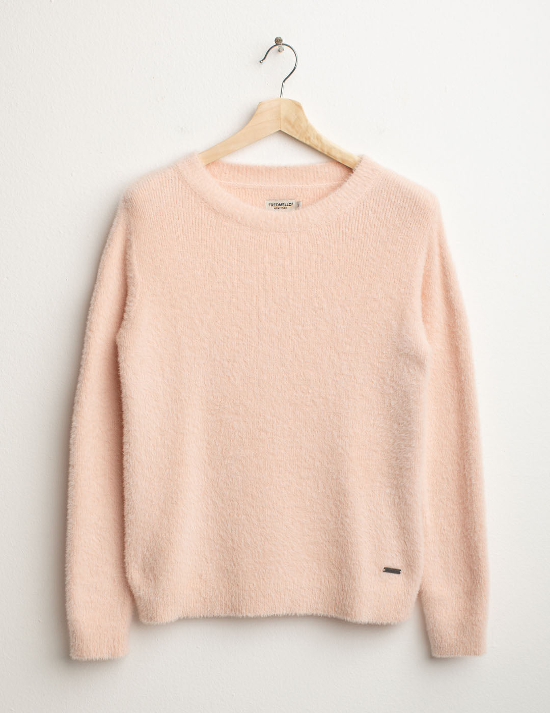 Maglia girocollo effetto pelliccia donna pink fw25w24mg cc-a0406 Maglia girocollo effetto pelliccia