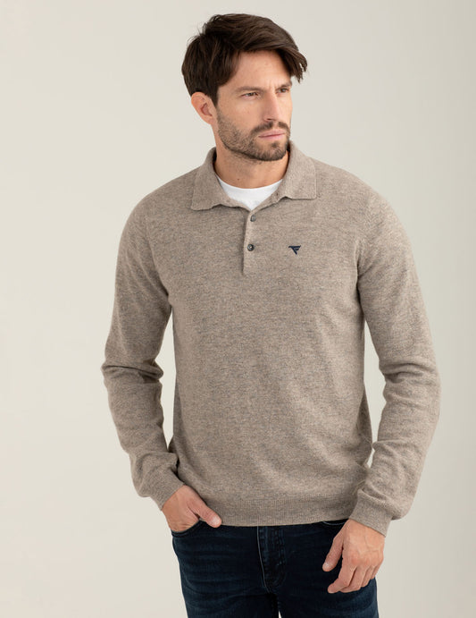 Maglia polo in lambswool uomo mud melange fm25w24ma cc-a0108