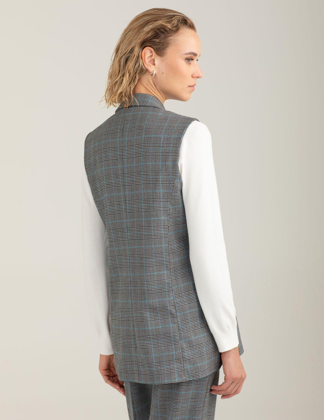 Sleeveless double-breasted blazer woman sky fw25w01bt cc-a0705 Sleeveless double-breasted blazer