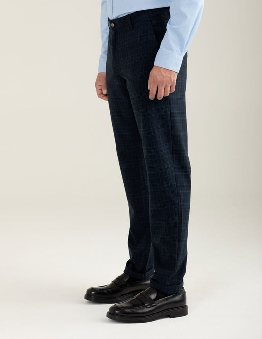 Pantalone chino in fantasia check - back - 002