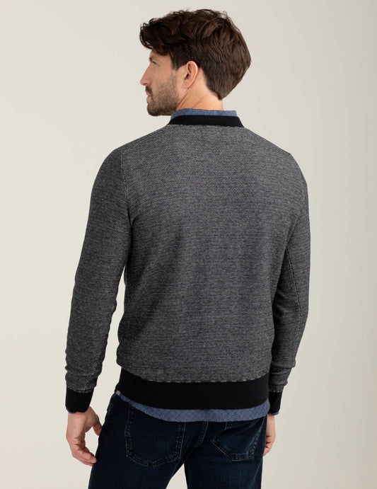 Maglia girocollo con lavorazione fantasia - back - 002