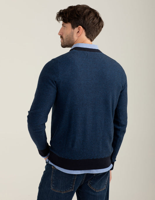 Maglia girocollo con lavorazione fantasia - back - 002