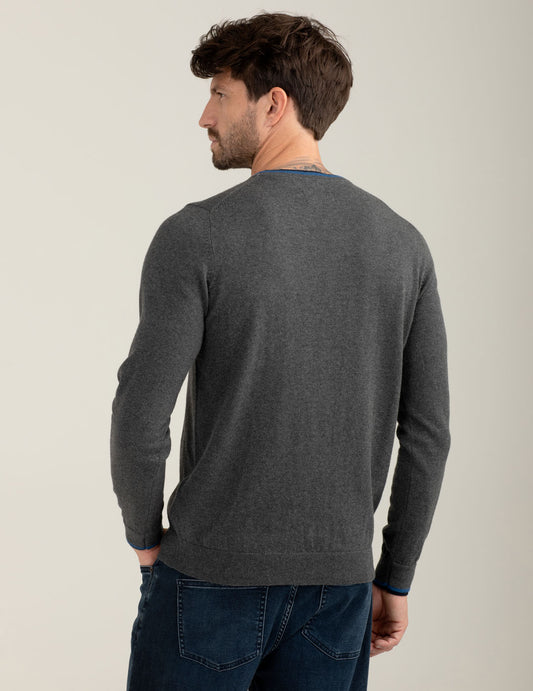 Maglia girocollo con dettagli a contrasto - back - 002