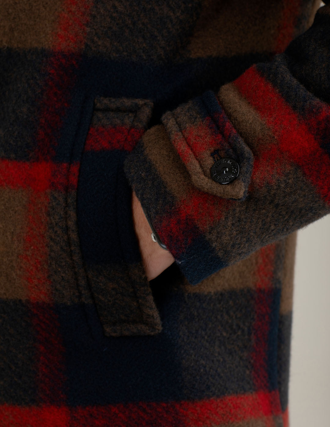Padded double-breasted check jacket man red fm25w18kt cc-a0301 Padded double-breasted check jacket