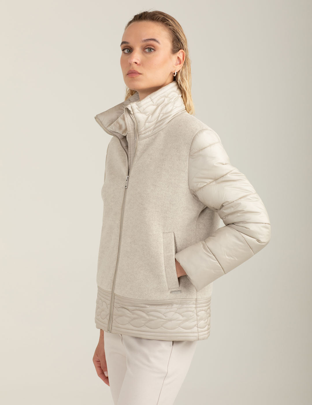 Wool-blend puffer jacket with iridescent details woman cream fw25w03ku cc-a0017 Wool-blend puffer jacket with iridescent details