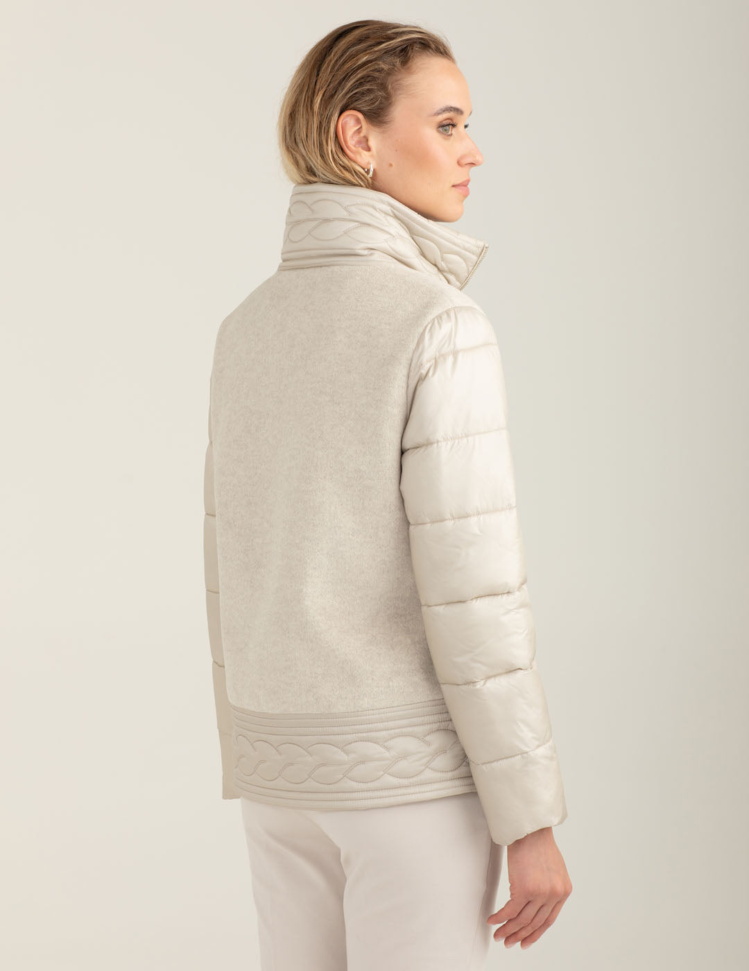 Wool-blend puffer jacket with iridescent details woman cream fw25w03ku cc-a0017 Wool-blend puffer jacket with iridescent details