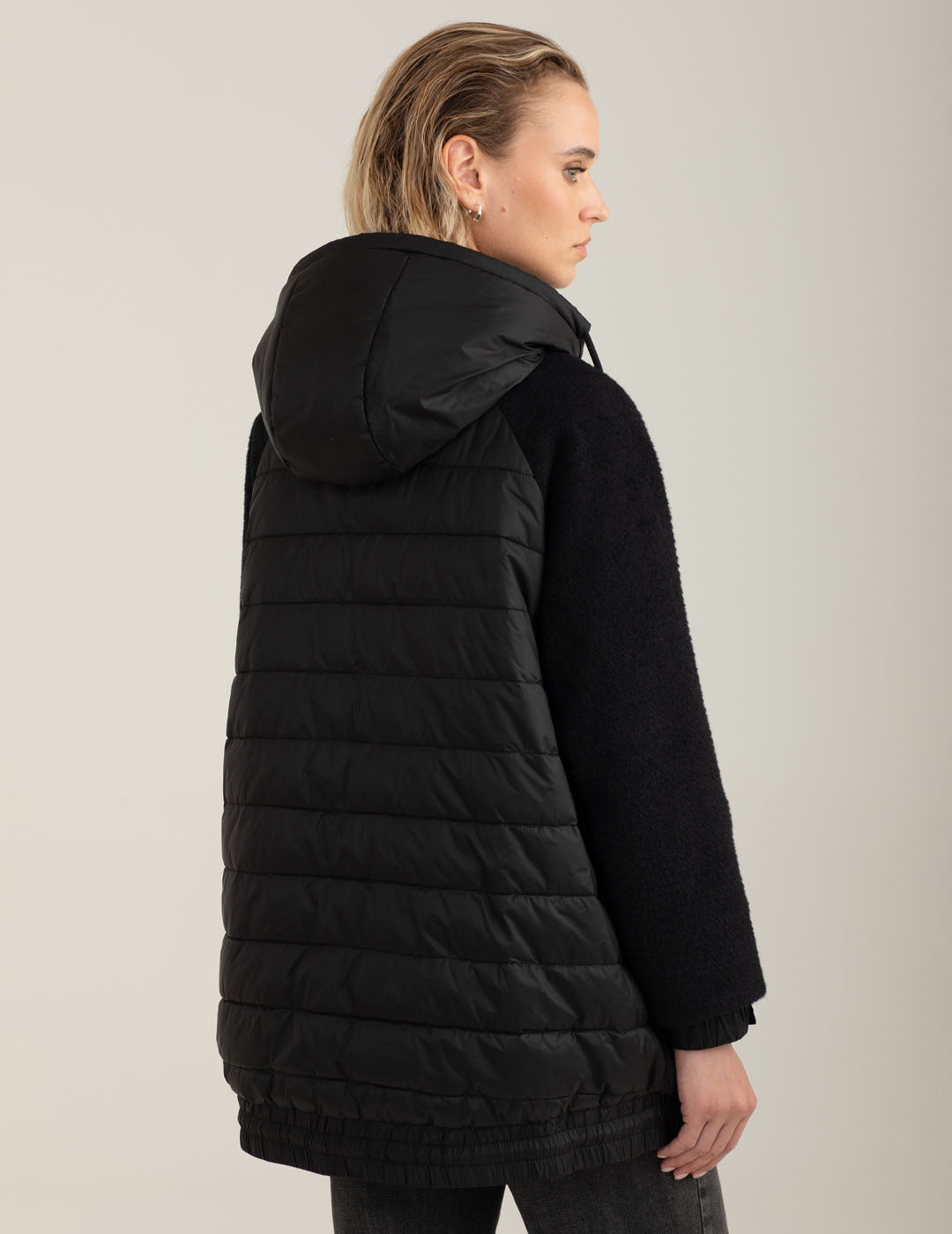 Fur-effect wool-blend puffer jacket with iridescent details woman black fw25w04ku cc-a0951 Fur-effect wool-blend puffer jacket with iridescent details