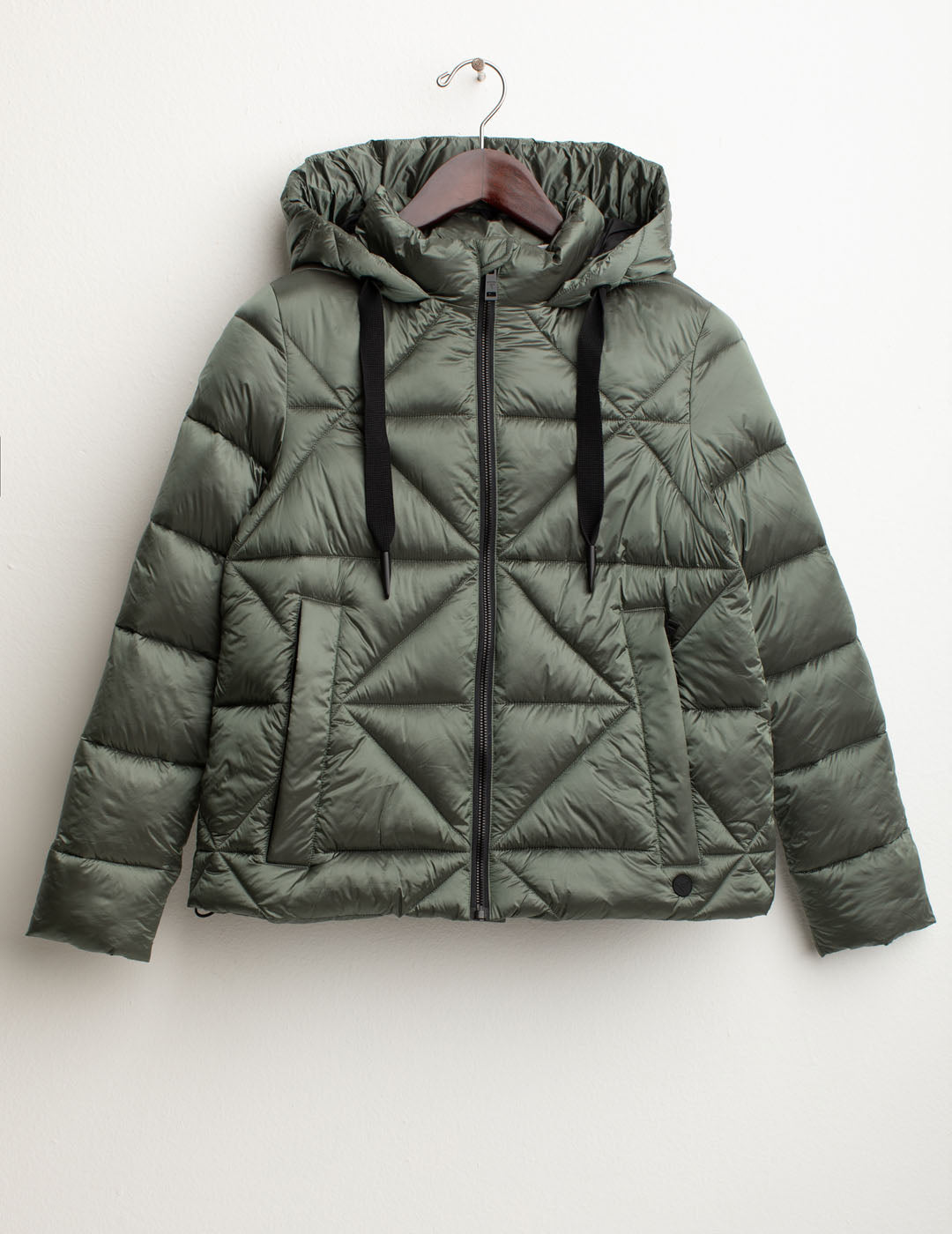 Two-tone hooded puffer jacket woman army fw25w08ku cc-a0804 Two-tone hooded puffer jacket