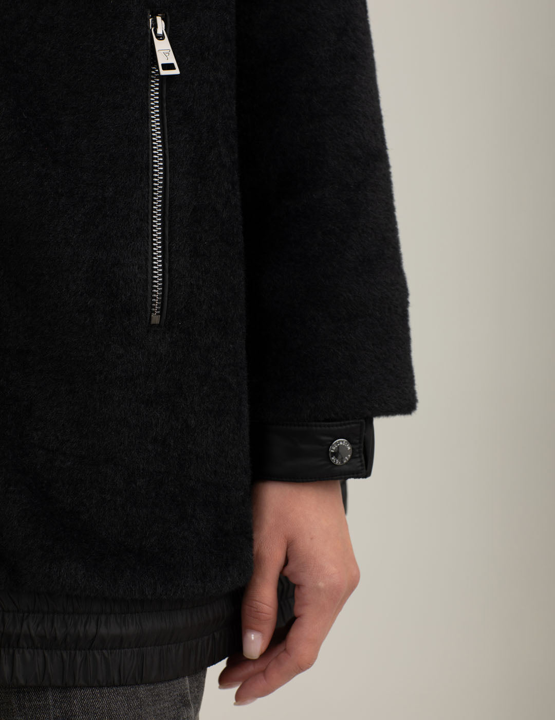 Fur-effect wool-blend puffer jacket with iridescent details woman black fw25w04ku cc-a0951 Fur-effect wool-blend puffer jacket with iridescent details