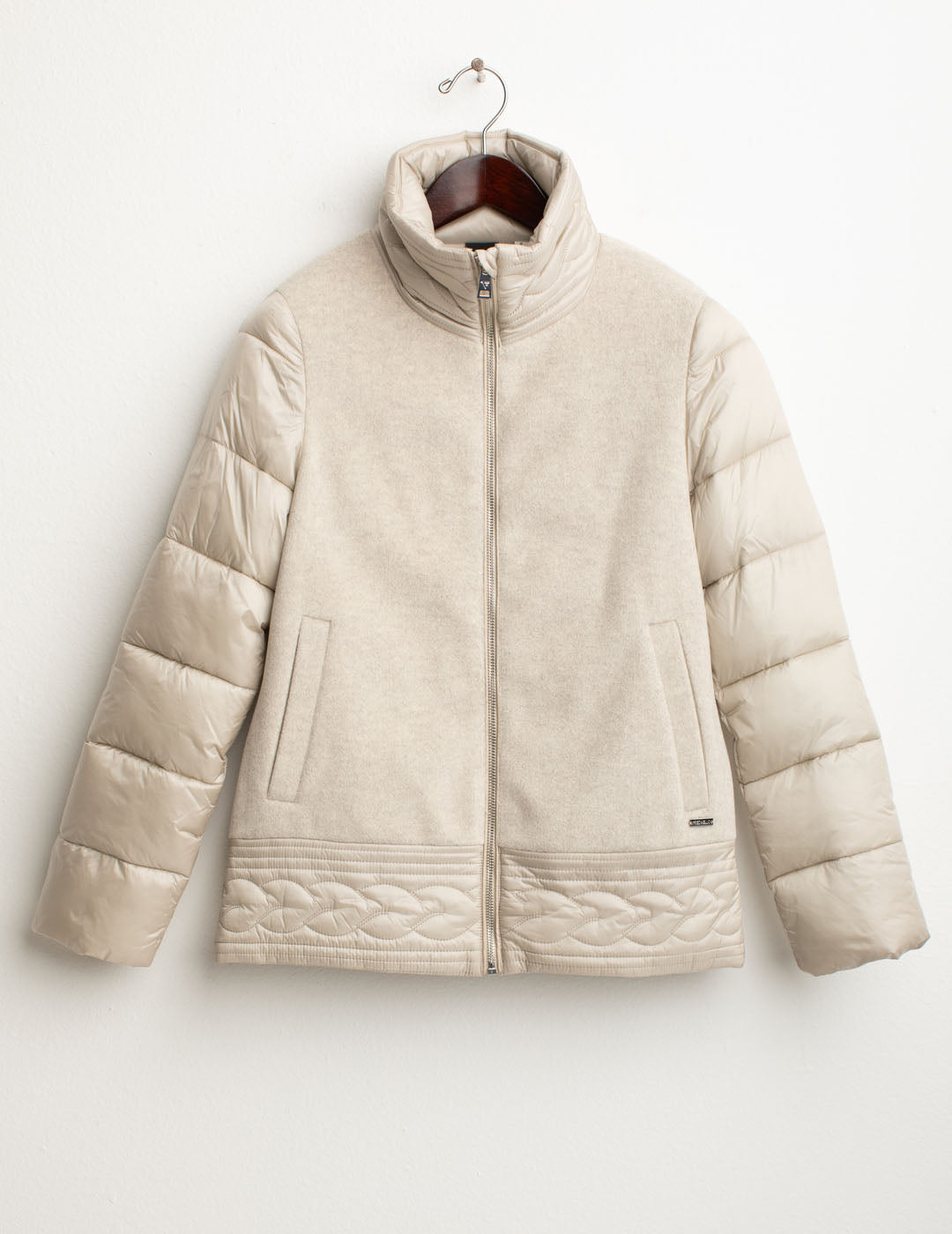 Wool-blend puffer jacket with iridescent details woman cream fw25w03ku cc-a0017 Wool-blend puffer jacket with iridescent details