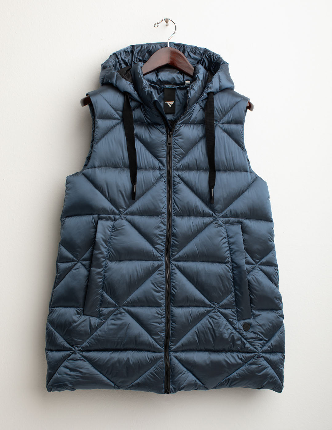 Two-tone hooded padded vest woman blue fw25w09ks cc-a0601 Two-tone hooded padded vest