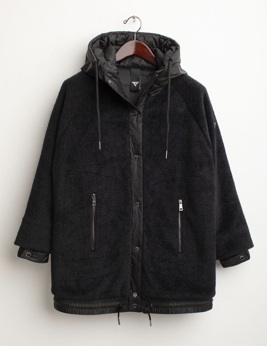 Fur-effect wool-blend puffer jacket with iridescent details woman black fw25w04ku cc-a0951 Fur-effect wool-blend puffer jacket with iridescent details