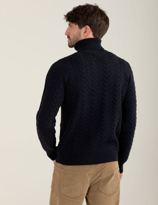 Maglia dolcevita con lavorazione a trecce - back - 002