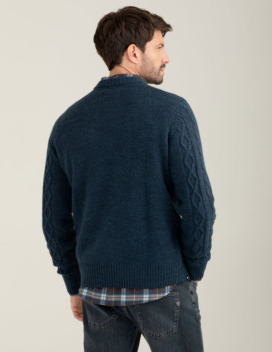 Maglia girocollo con lavorazione a trecce e rombi - back - 002