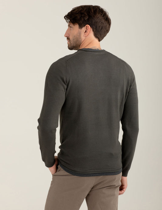 Maglia girocollo raglan con dettagli a contrasto - back - 002