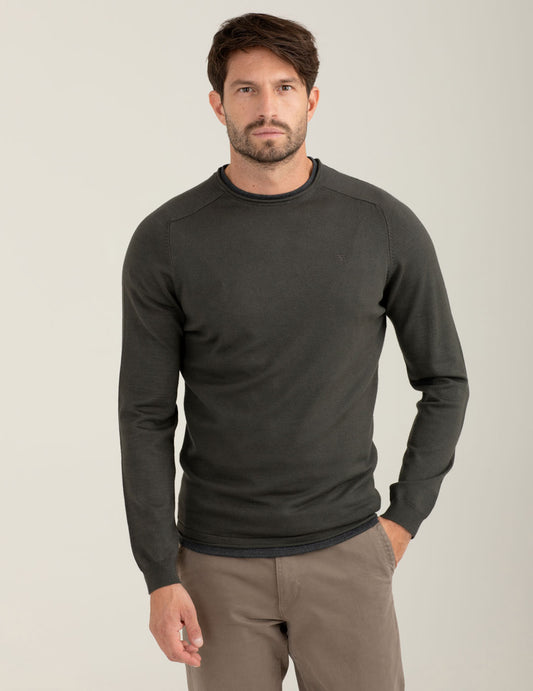 Maglia girocollo raglan con dettagli a contrasto uomo army fm25w20mg cc-a0804